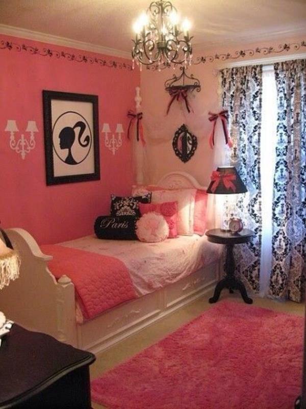 różowa sypialnia łóżko jednoosobowe kobiece