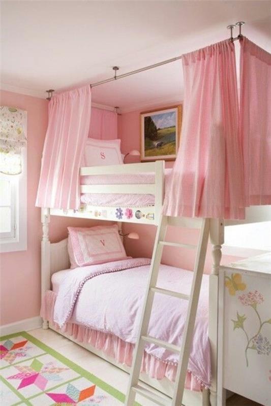 różowa sypialnia łóżko piętrowe pokój dziecięcy