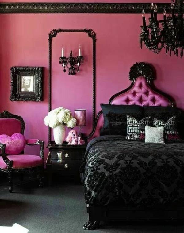 różowa sypialnia męski czarny