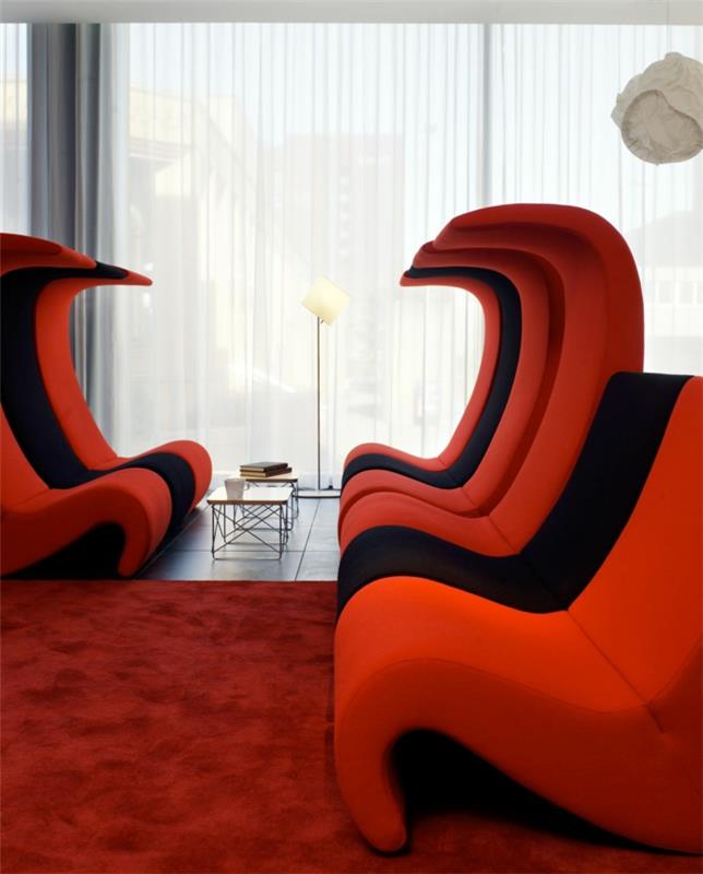 canapés rouges salon meubles insolites rouge noir tapis rouge