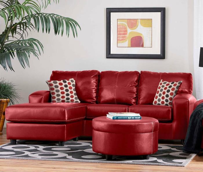 canapé rouge salon idées d'intérieur design élégant