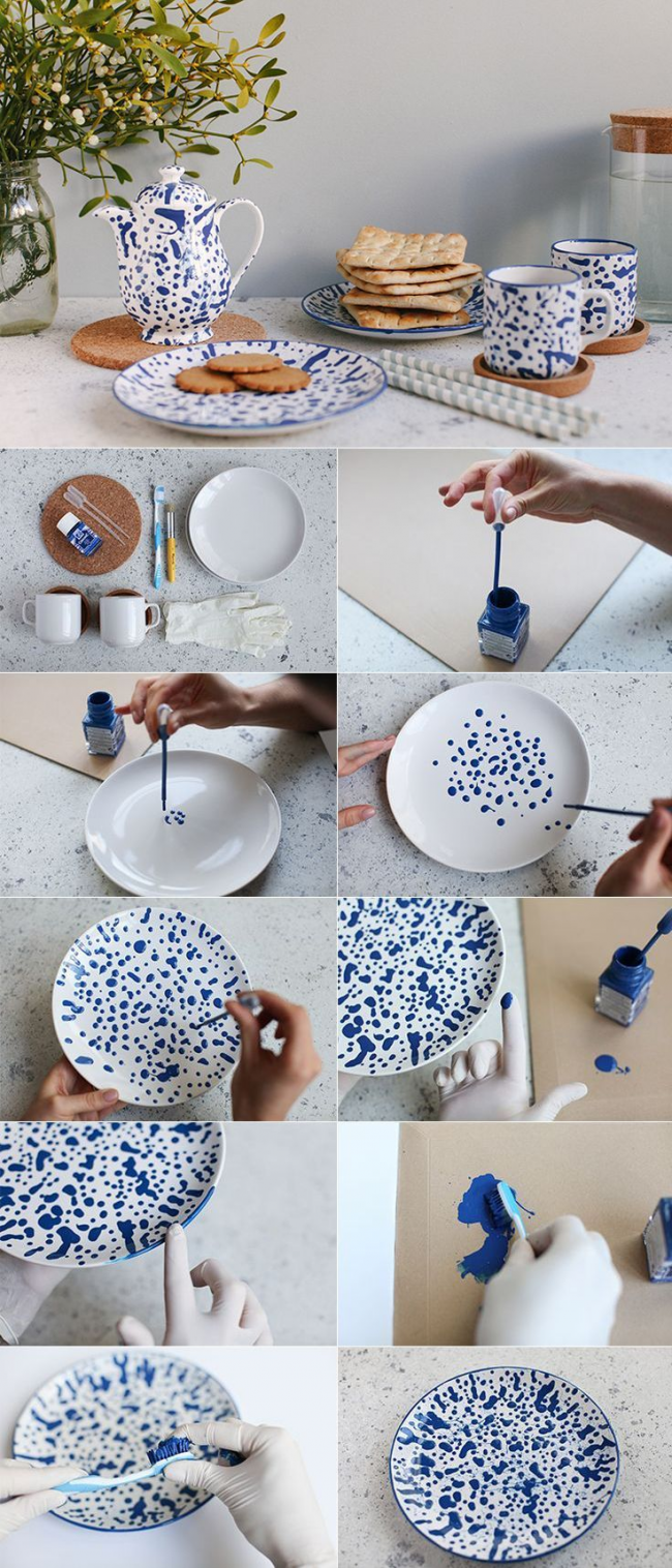 Další možnost pro ručně malované nádobí, velmi snadný a rychlý způsob aktualizace staré nudné sady