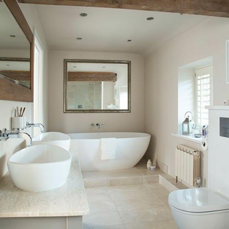ameublement de salle de bain rustique carreaux de salle de bain miroir en bois de travertin