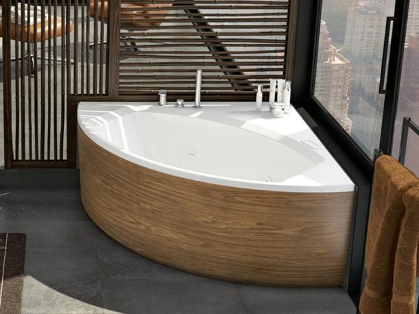 baignoire d'angle rustique la solution astucieuse pour la petite salle de bain