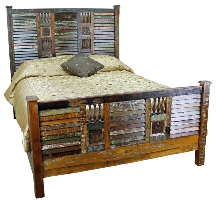 meubles rustiques bricolage lit double volets en bois