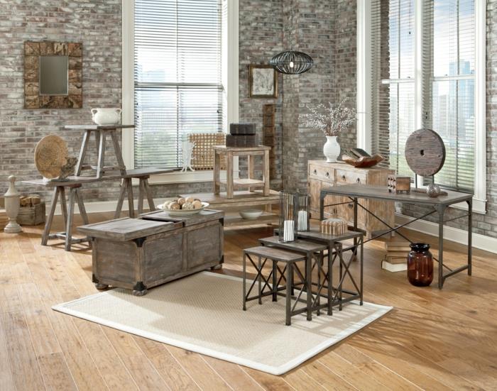 meble rustykalne eleganckie ściany ekspozycyjne w stylu industrialnym