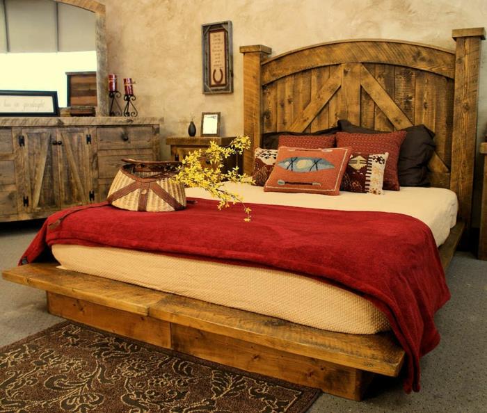 meble rustykalne sypialnia w stylu rustykalnym podwójne łóżko komoda