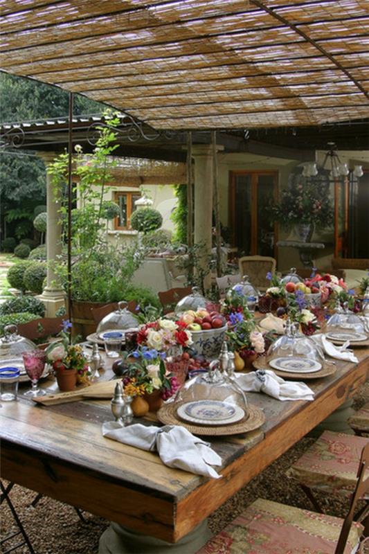 rustykalna dekoracja stołu drewno stół ogrodowy stół do jadalni krzesła meble ogrodowe