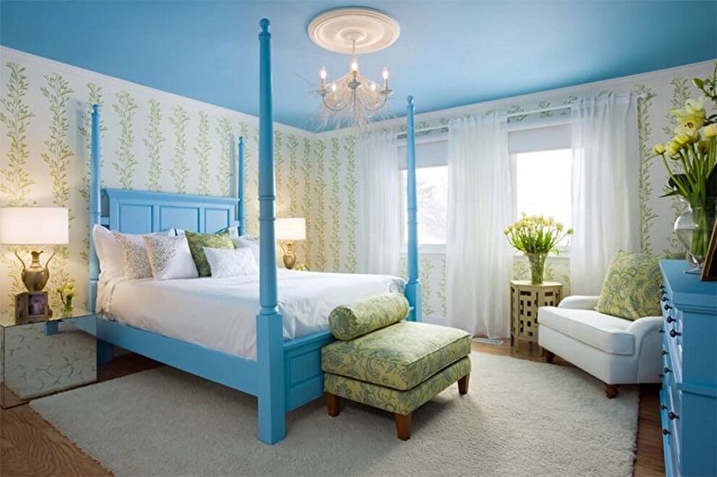 S jakými barvami se modrá shoduje - design ložnice