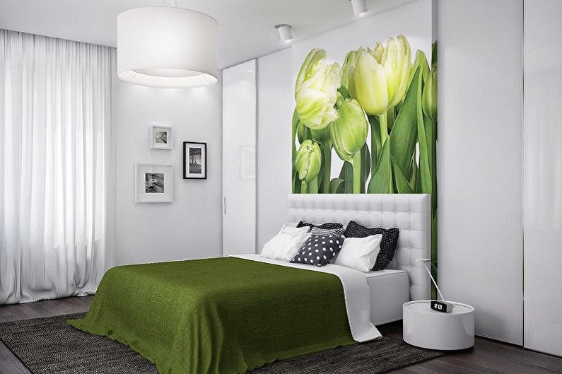 Зелен цвят в интериора на спалнята - Цветова комбинация