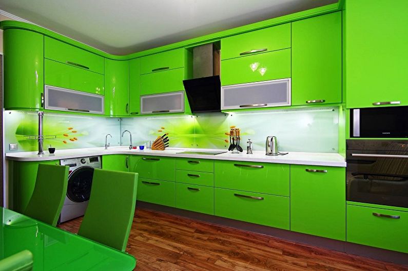 Зелен цвят в интериора на кухнята - Цветова комбинация