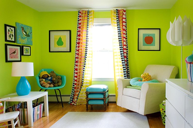 Зелен цвят в интериора на детската стая - Цветова комбинация