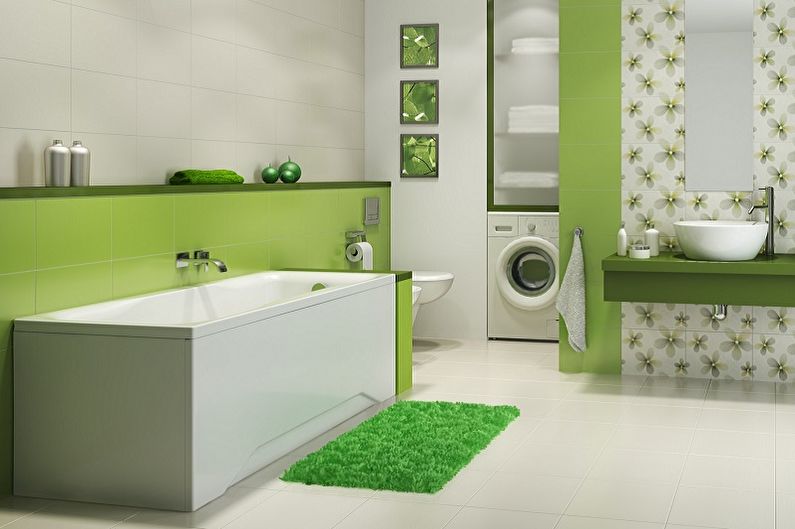 Зелено в интериора на банята - Цветова комбинация