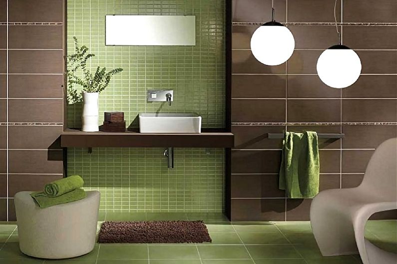 Зелено в интериора на банята - Цветова комбинация