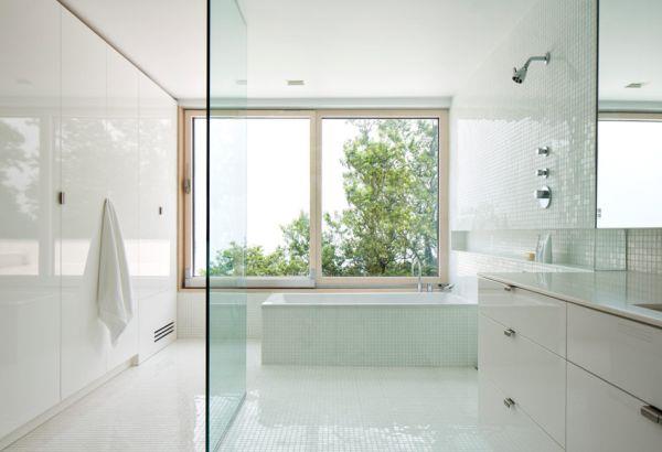 appartement rénové chic salle de bain écologique blanc