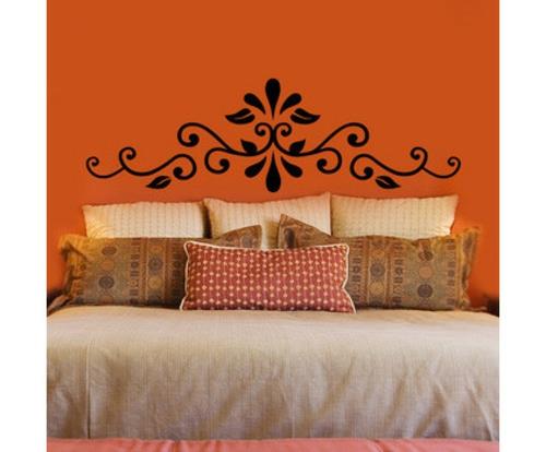 Sticker mural chic décoration halloween orange mur motif vrille noire