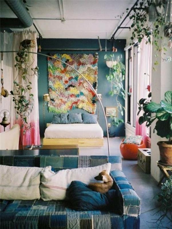 pomysły na dekorację sypialni kolorowe rośliny do dekoracji ścian