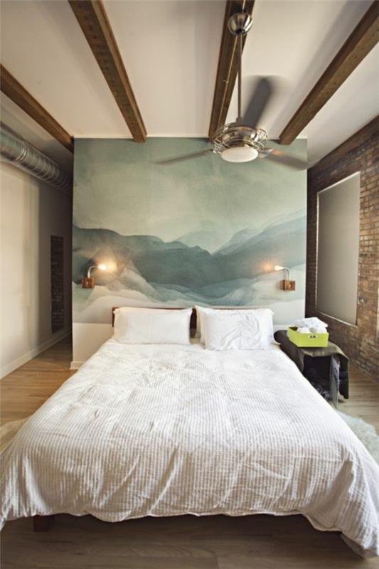 Sypialnia projekt ściany łóżko zagłówek malowanie