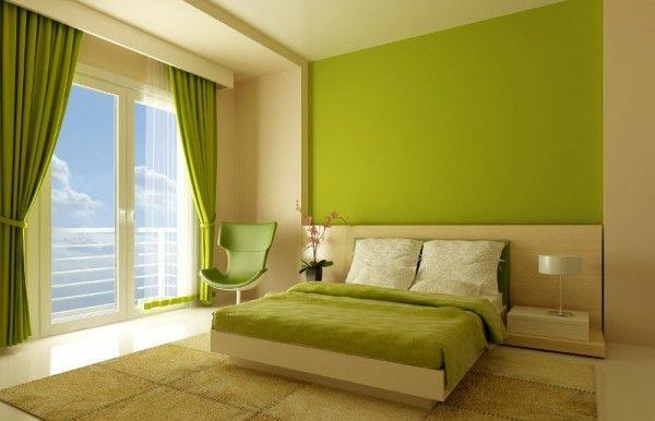 idées de design de chambre lit vert minimaliste