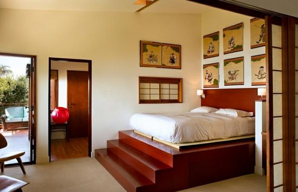 chambre à coucher ameublement asiatique miniatures escaliers lit