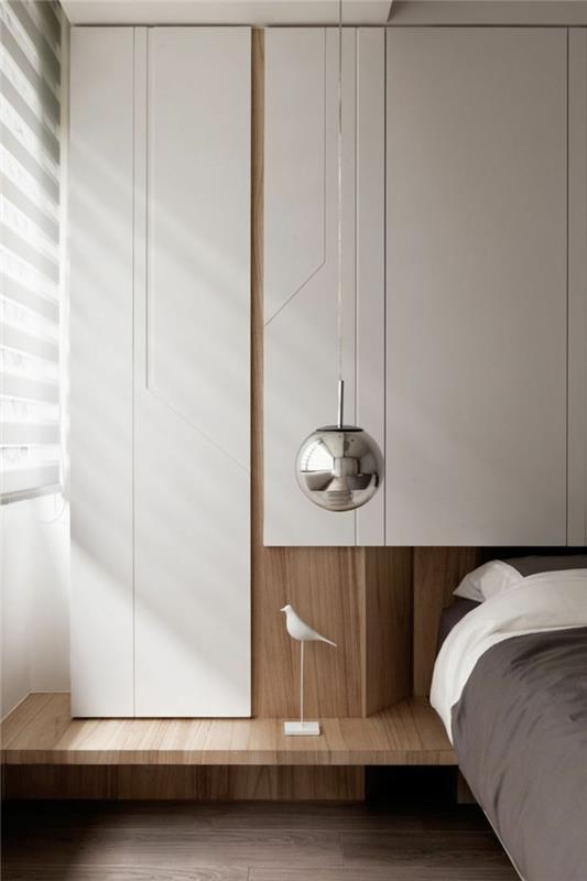 idées de chambre à coucher trains minimalistes lampe suspendue en bois clair