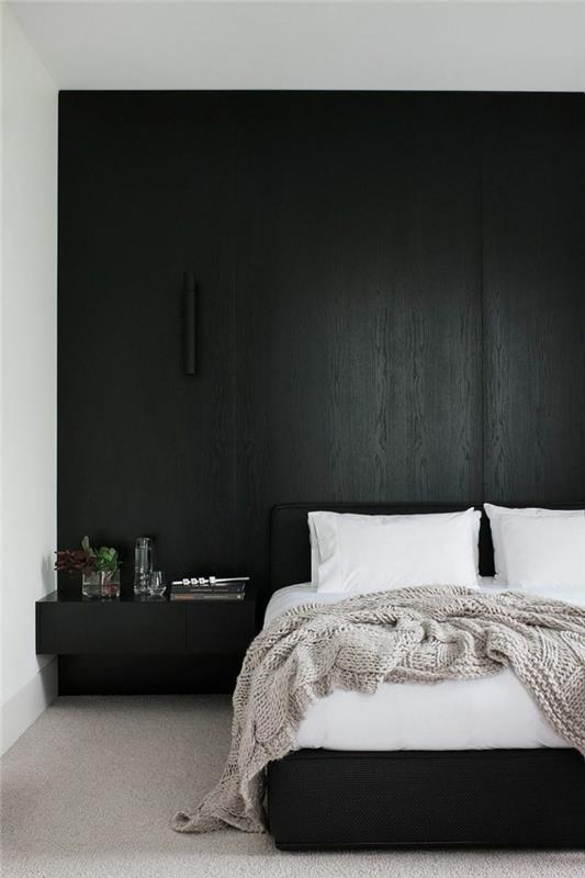 idées de chambre à coucher tapis d'éclairage mural d'accent noir