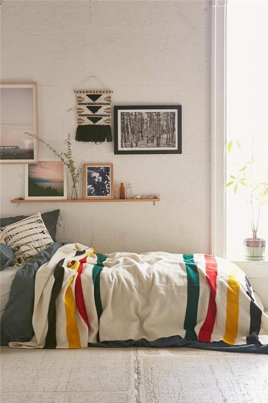 idées de chambre à coucher chambre urbaine literie colorée
