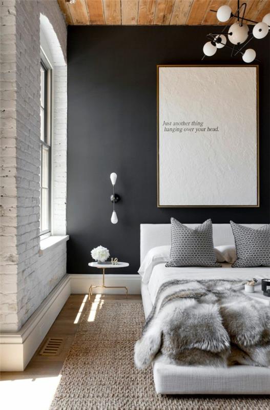 idées de chambre à coucher couleur de mur noir design de mur créatif