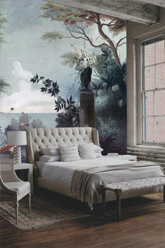sypialnia natura wzór kompletne tanie nowoczesne tapety design