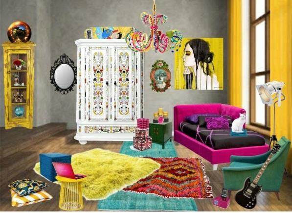ameublement chambre jeunesse chambre coloré exotique