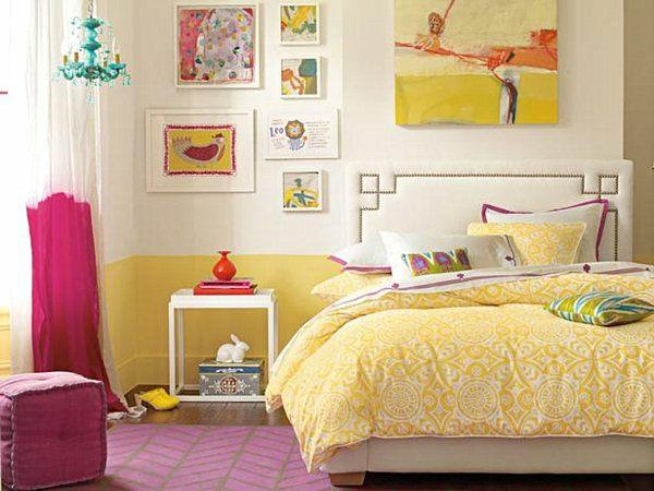 chambre à coucher design moderne chambre de jeunesse couvre-lit jaune