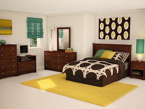 Ameublement design moderne chambre des jeunes tapis jaune
