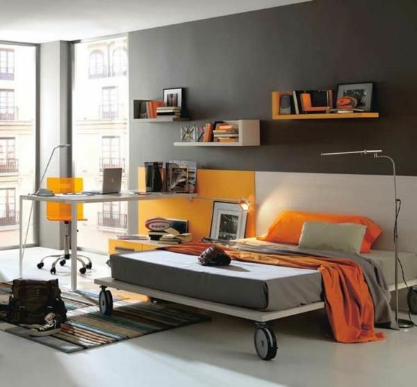 chambre à coucher motifs orange design ameublement chambre des jeunes