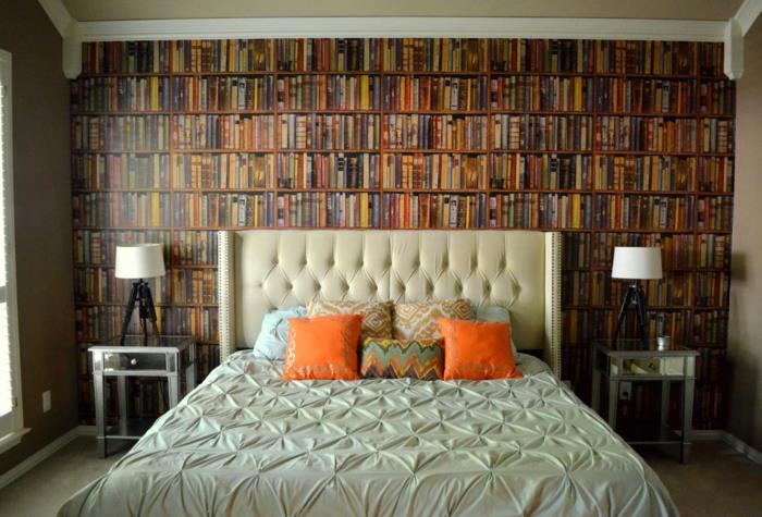 sypialnia tapety biblioteka pomarańczowe poduszki do rzucania