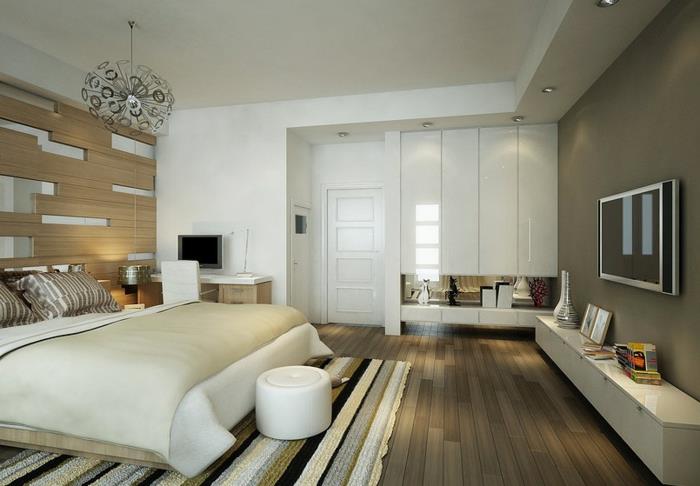 Chandelier de tapis rayé en bois de mur d'accent blanc de chambre à coucher