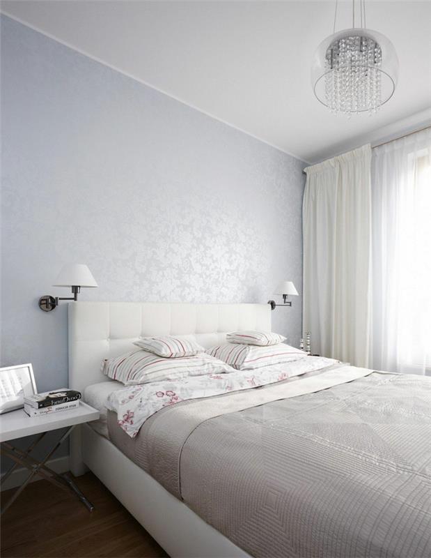 chambre à coucher blanc luxueux mur papier peint sombre