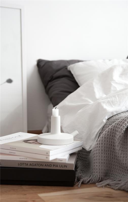 Chambre à coucher parquet blanc style scandinave