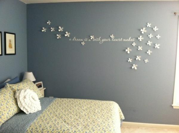 idées de décoration murale de chambre à coucher fleurs