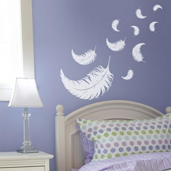 plumes de décoration de mur de chambre à coucher