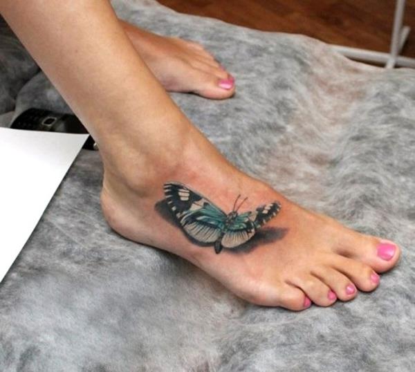motyl 3d tatuaże górna stopa