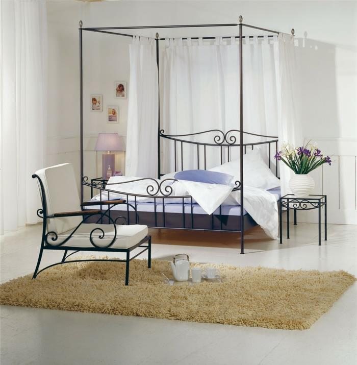 Łóżko z kutego żelaza elegancki design czarne łóżko z baldachimem venezia hasena