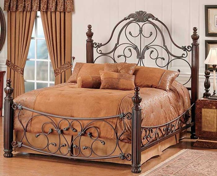 Łóżko z kutego żelaza klasyczny koc ze skóry królewskiej
