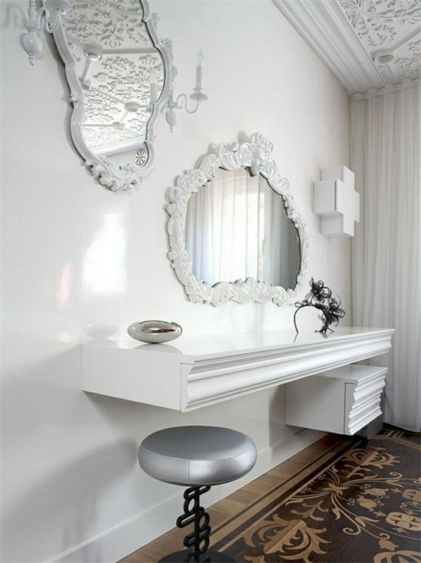 table de toilette design mur blanc miroir mural