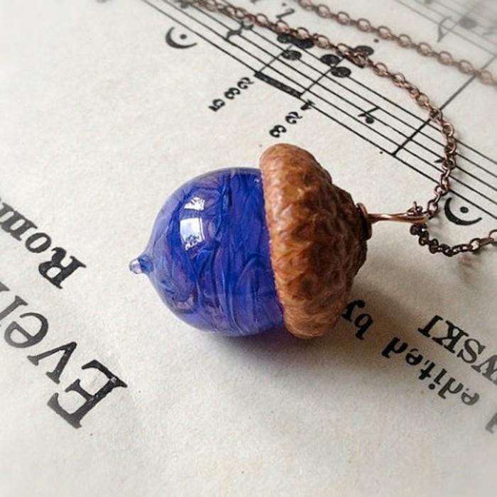 bijoux pendentif abuntes verre bleu gland bijoux faits à la main pendentif cou