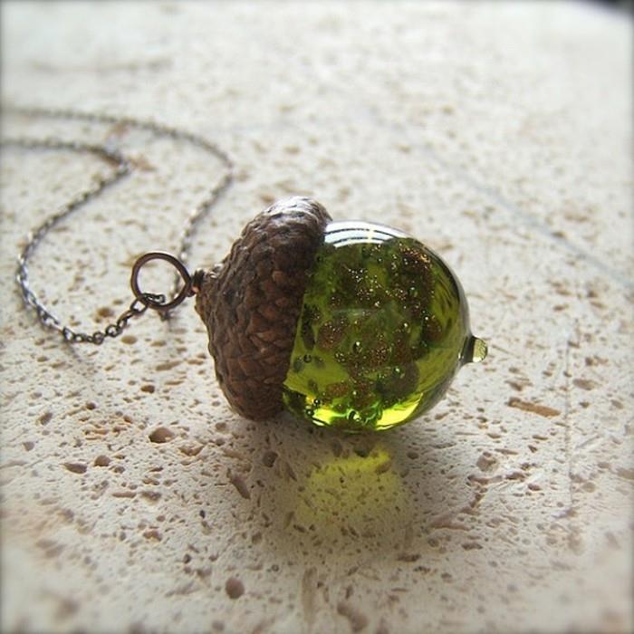bijoux pendentif vert verre cou pendentif fait main gland