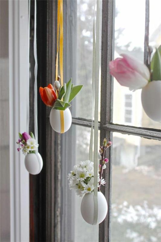 piękne pomysły na dekoracje diy skorupki jajek wiosenne kwiaty