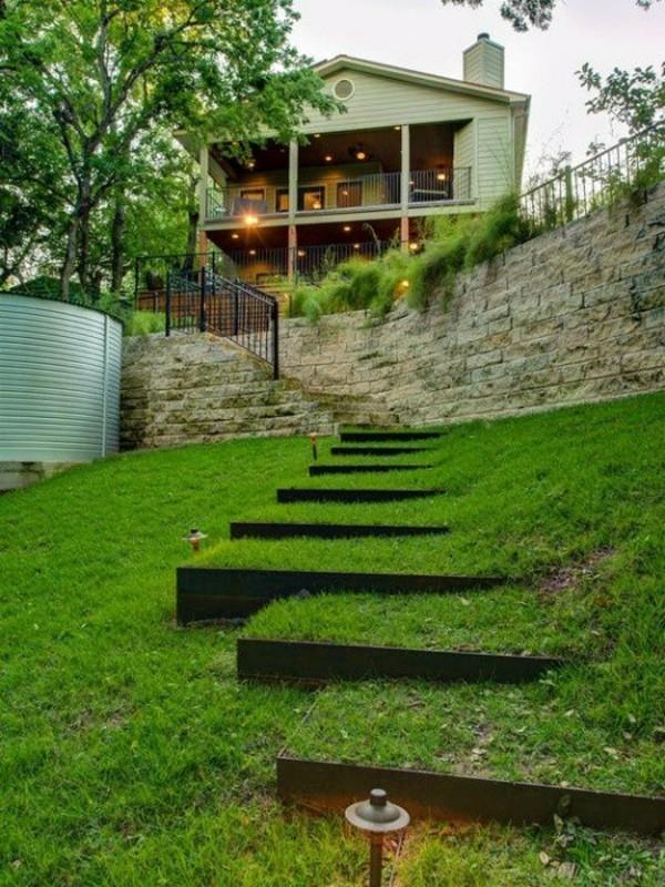 belle conception de jardin avec escalier de jardin