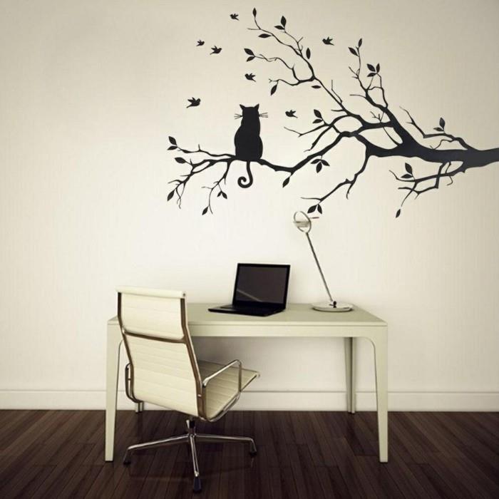 beaux stickers muraux branches d'arbres décorent le lieu de travail