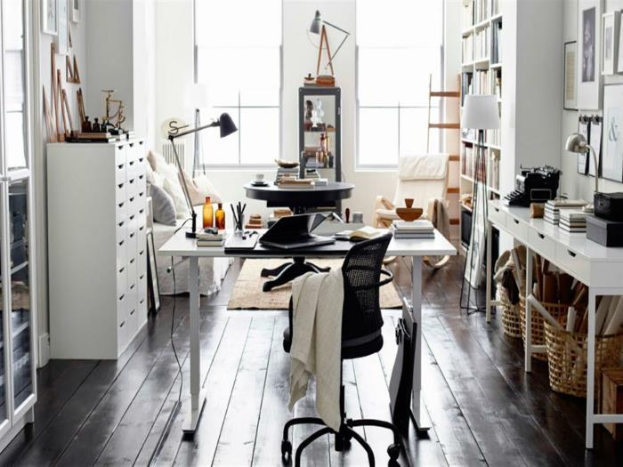 piękne pomysły na życie projekt biura domowego drewniana podłoga nowoczesne krzesło biurowe