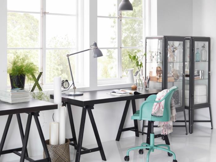 piękne pomysły na życie biuro domowe ikea green office krzesło koła roślin